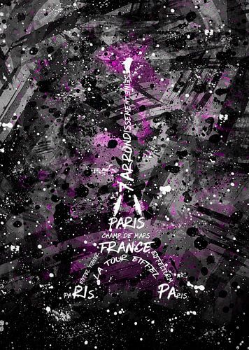 Digital Art Eiffeltoren | roze / sw sur Melanie Viola