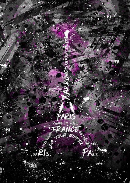 Digital-Art Eiffelturm | rosa/sw  von Melanie Viola
