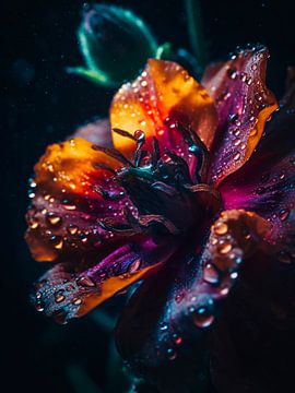 Fleur colorée et lunatique sur haroulita