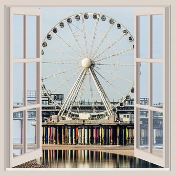 Vue de la fenêtre de la grande roue à Scheveningen sur Fotografie Jeronimo