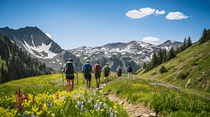 Wanderung durch die Alpen im Sommer