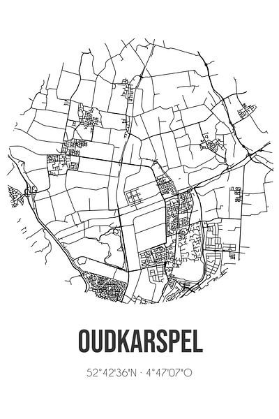 Oudkarspel (Noord-Holland) | Map | Black and White by Prints of Place