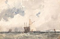 Schiffe in einem kabbeligen Meer, Richard Parkes Bonington von Meisterhafte Meister Miniaturansicht