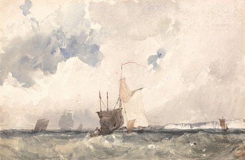 Schepen in een Choppy Sea, Richard Parkes Bonington...