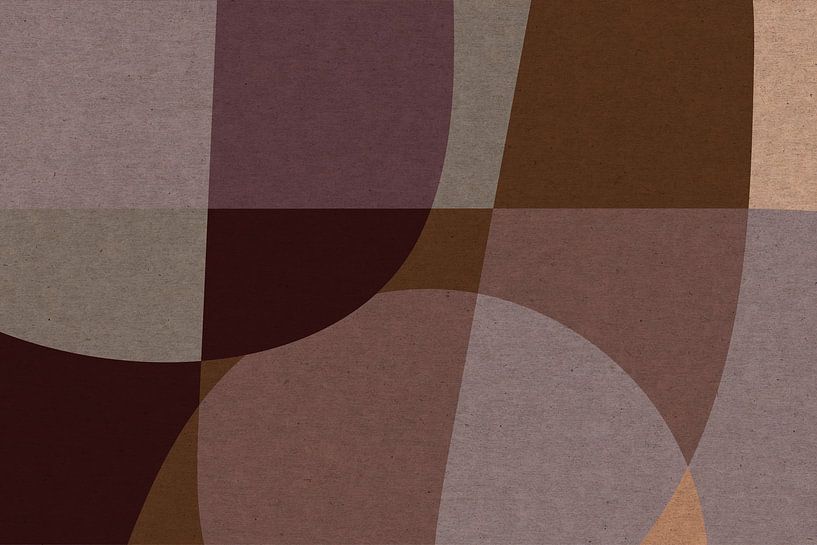 Gelbe, rosa und braune organische Formen. Moderne abstrakte retro-geometrische Kunst in warmen Paste von Dina Dankers