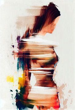 Abstracte Vrouw met Grove Penseelstreken van Maarten Knops