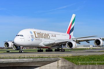 Emirates Airbus A380 passagiersvliegtuig.