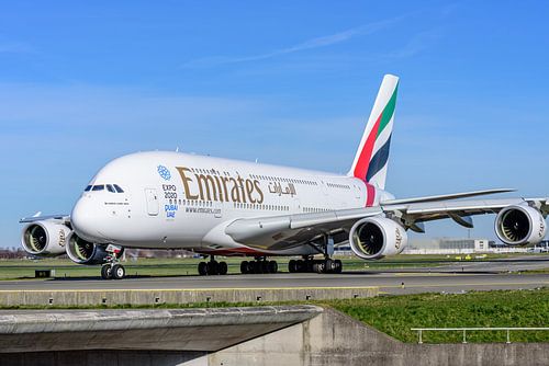 Emirates Airbus A380 passagiersvliegtuig.