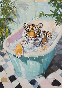 Lion dans la baignoire