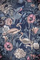 Tropical paradise with flamingos