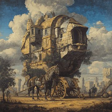 Industrial City in Framed Carts by Aden Pink Studio