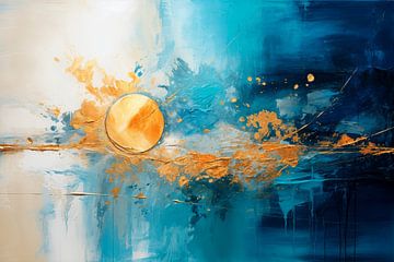 Abstraktes Gemälde - Blau-Gold: Kraftvoll und geheimnisvoll von Joriali Abstrakte Kunst