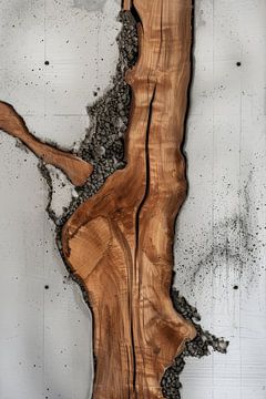 Houten boomstam in het beton van Digitale Schilderijen