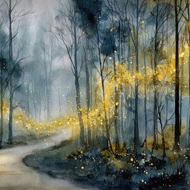 Enchanted forest path - Dreamy nightscape by Peter Pen Drawings and Paintings