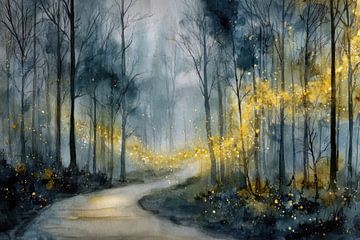 Chemin de la forêt enchantée - Paysage nocturne de rêve