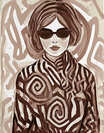 MODERN ART - japandi art woman - brown von TW living