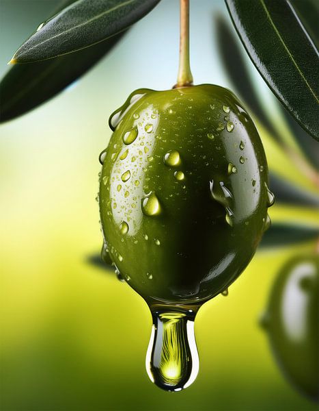 Detailed close-up of fresh olives by Mustafa Kurnaz