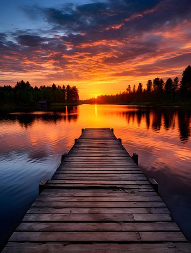 Natural lake at sunset V2