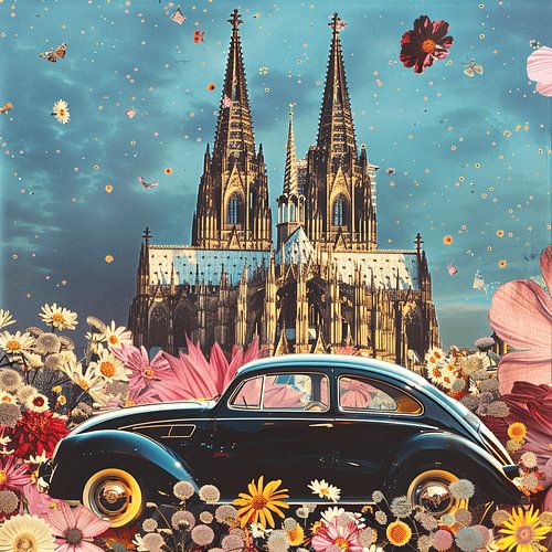VW Kever Keulen Kathedraal Bloemen Romantisch Vlinders