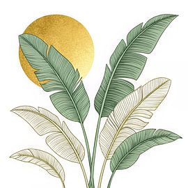 Golden Tropical Leaves by Artistic