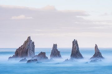 Boisterous waves pound the rocks off the coast of Asturias by Sandy Spaenhoven Photography