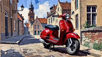 Geparkeerde scooter in Italiaanse sfeer