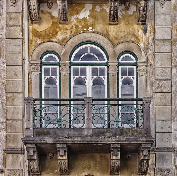 An art nouveau window with balcony in Tomar, Portugal by Berthold Werner