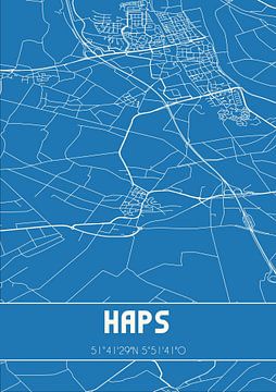 Blauwdruk | Landkaart | Haps (Noord-Brabant) van Rezona
