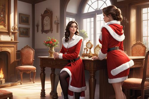 mooi meisje met kerstman kostuum