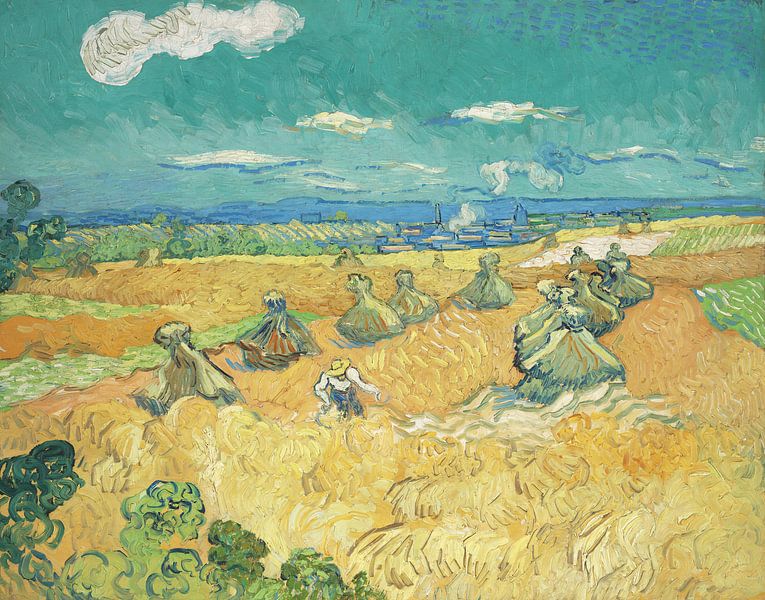 Weizenfeld mit Bauern in Auvers – Vincent van Gogh von 1000 Schilderijen