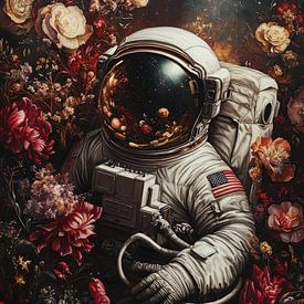 Astronaut in Bloemenveld van ByNoukk