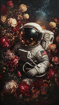 Astronaut in Bloemenveld van ByNoukk