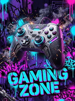 Gaming Zone Game Controller Cyberpunk Neon Graffiti Gamer Graphic Design