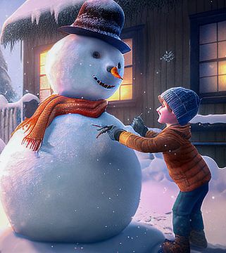 Kind dat een Sneeuwman bouwt die Illustratie schildert van Animaflora PicsStock