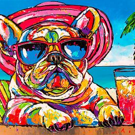 Happy Bulldog on the Beach: