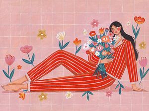 Moderne Frau mit Blumen