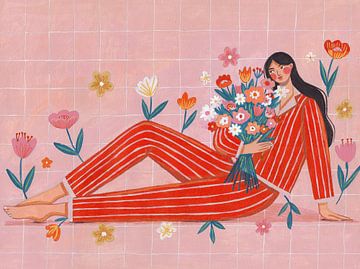 Modern Woman with Flowers by Caroline Bonne Müller