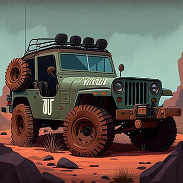 Green jeep by Harvey Hicks