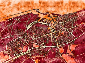 Kaart van Dunkirk in de stijl 'Amber Autumn' van Maporia