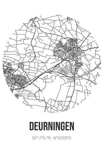 Deurningen (Overijssel) | Landkaart | Zwart-wit