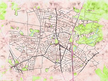 Kaart van Waterloo in de stijl 'Soothing Spring' van Maporia