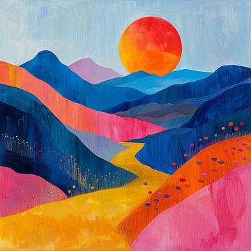 Mond Landschaft Natur Berge Expressionismus No 11 von Niklas Maximilian