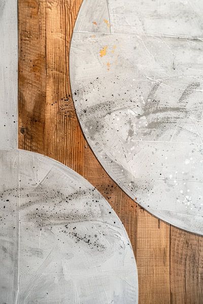 Abstrakte Kunst mit Holz und Beton von Digitale Schilderijen