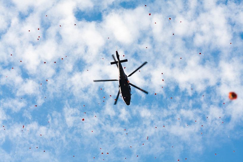 Regen van bloemen vanuit een helikopter van Roque Klop