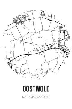 Oostwold (Groningen) | Karte | Schwarz und weiß von Rezona