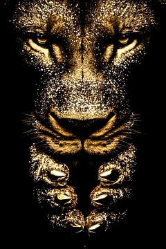 Close-up golden lion detail by Art & Soul Creations