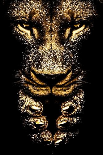 Close-up gouden leeuw detail