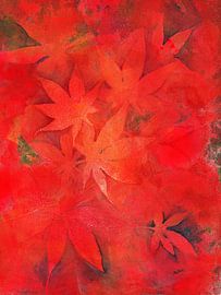 Rote Ahornblätter Acrylgemälde von Karen Kaspar