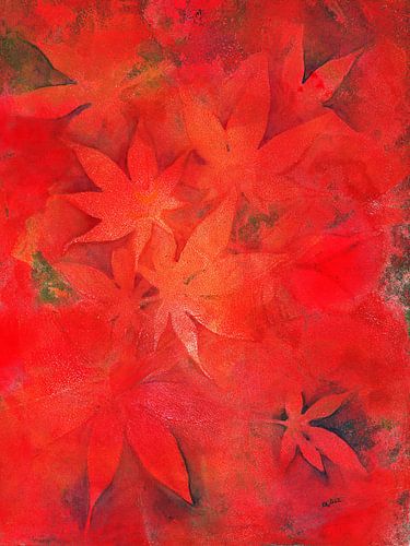 Feuilles d'érable rouge peinture acrylique