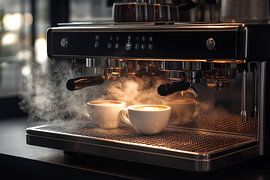 drinking a hot cup of coffee or cappuccino by Egon Zitter